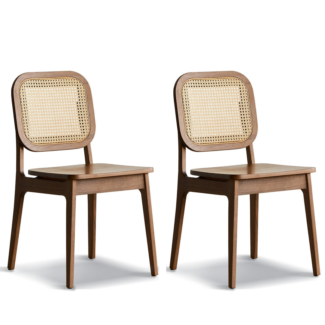 Japandi Walnut Wood Rattan Dining Chair NOOK