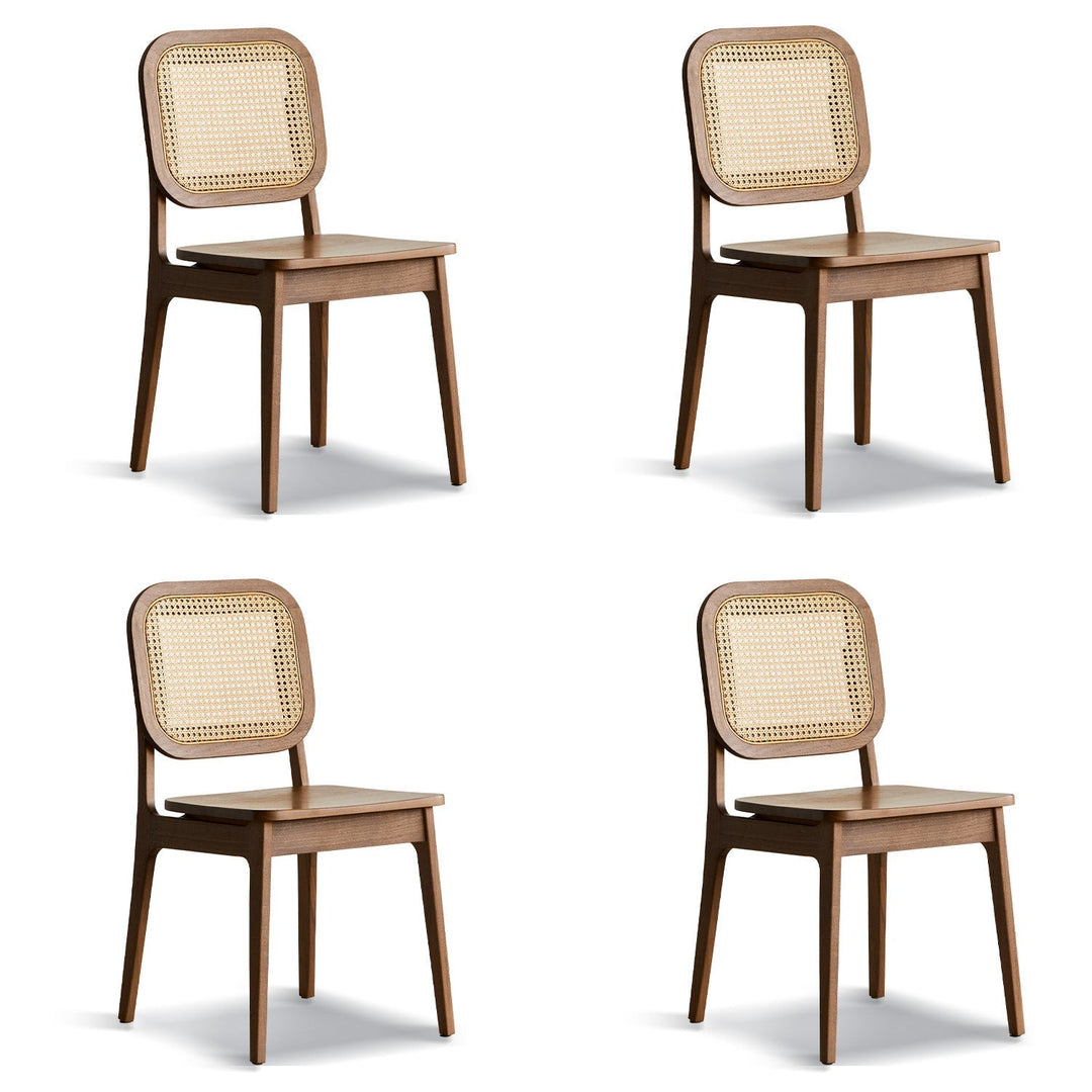 Japandi Walnut Wood Rattan Dining Chair NOOK