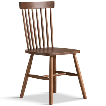 Vintage walnut wood dining chair windsor in white background.