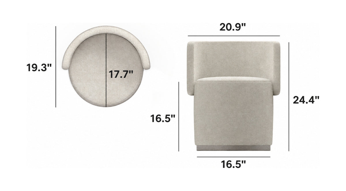 Minimalist Cotton Fabric Dressing Chair NOEL Size Chart