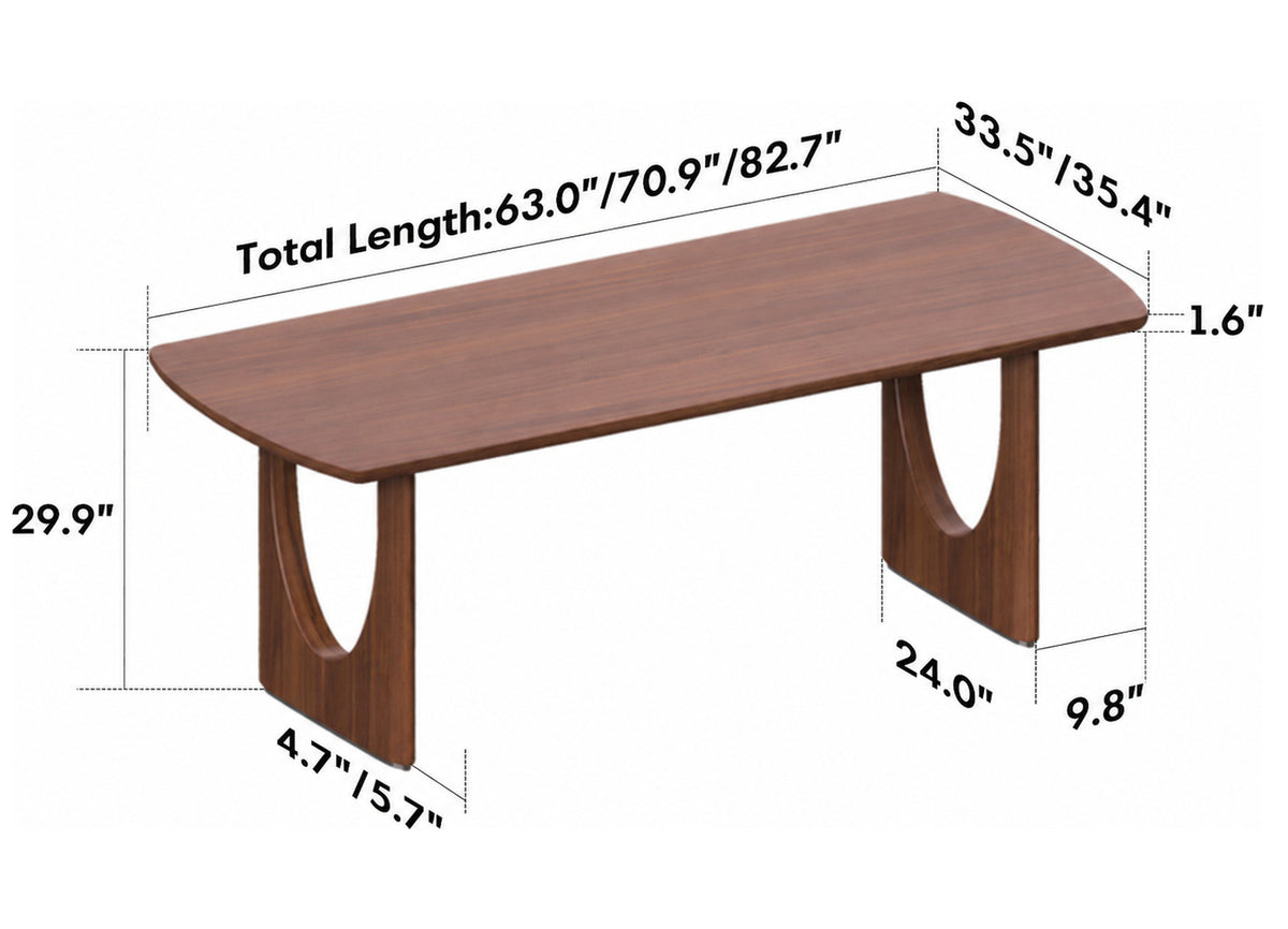 Japandi Walnut Wood Dining Table ROCKWEL Size Chart