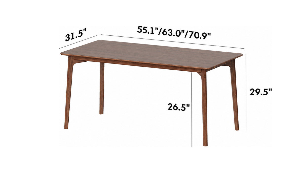 Japandi Walnut Wood Dining Table CHRONO Size Chart