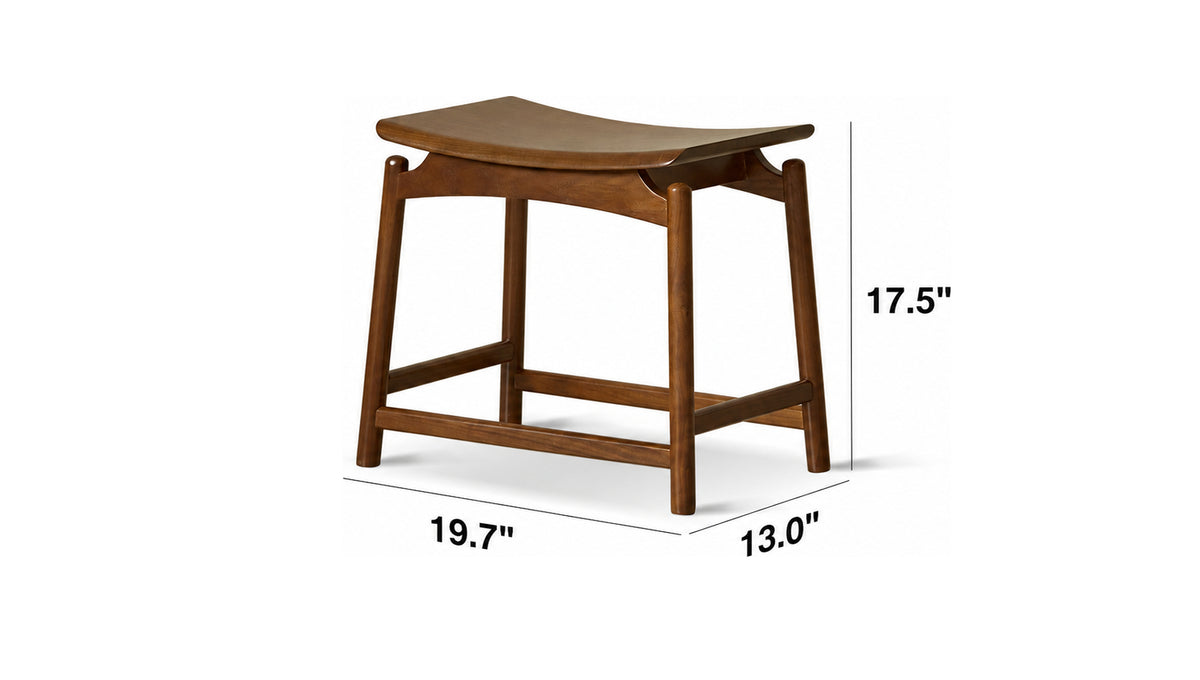 Japandi Walnut Wood Stool ARCUS Size Chart