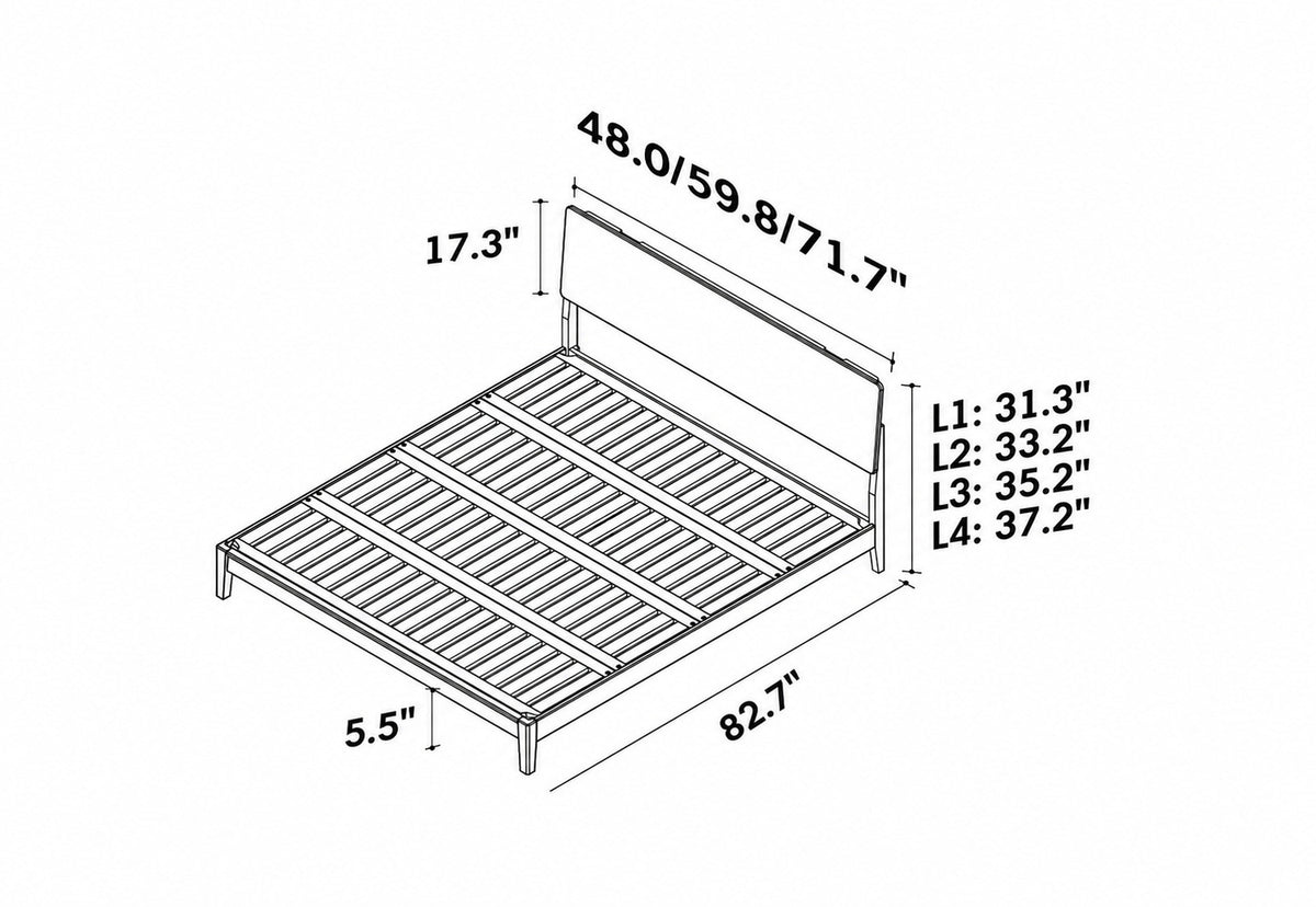 Scandinavian Oak Wood Bed SOLID Size Chart