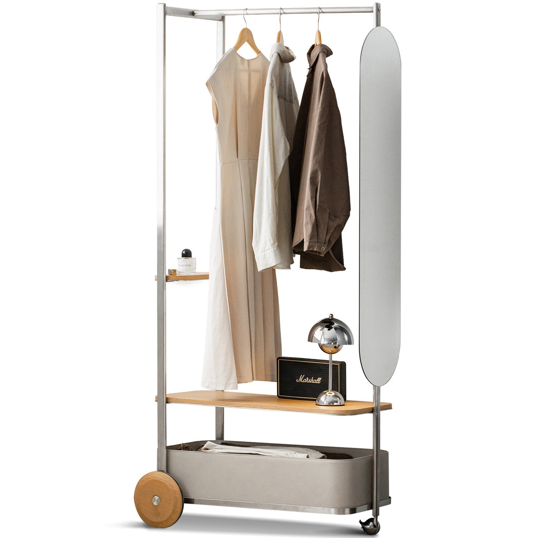 Bauhaus stainless steel clothes hanger hera in close up details.