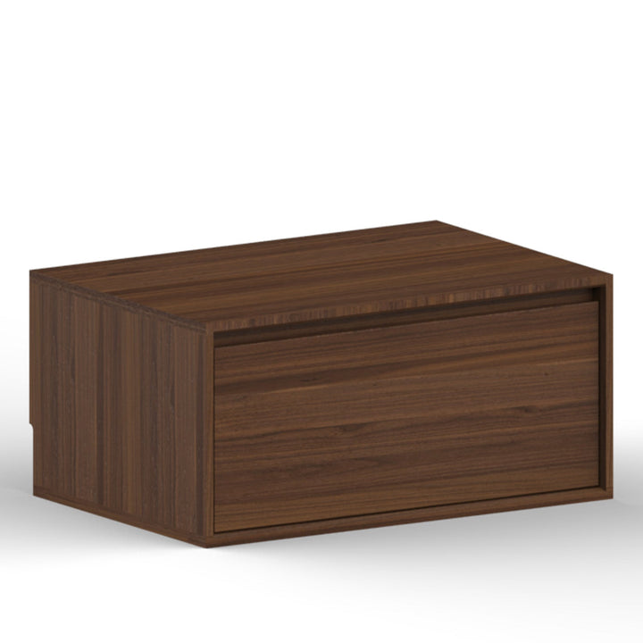 Vintage walnut wood bookshelf vista detail 2.