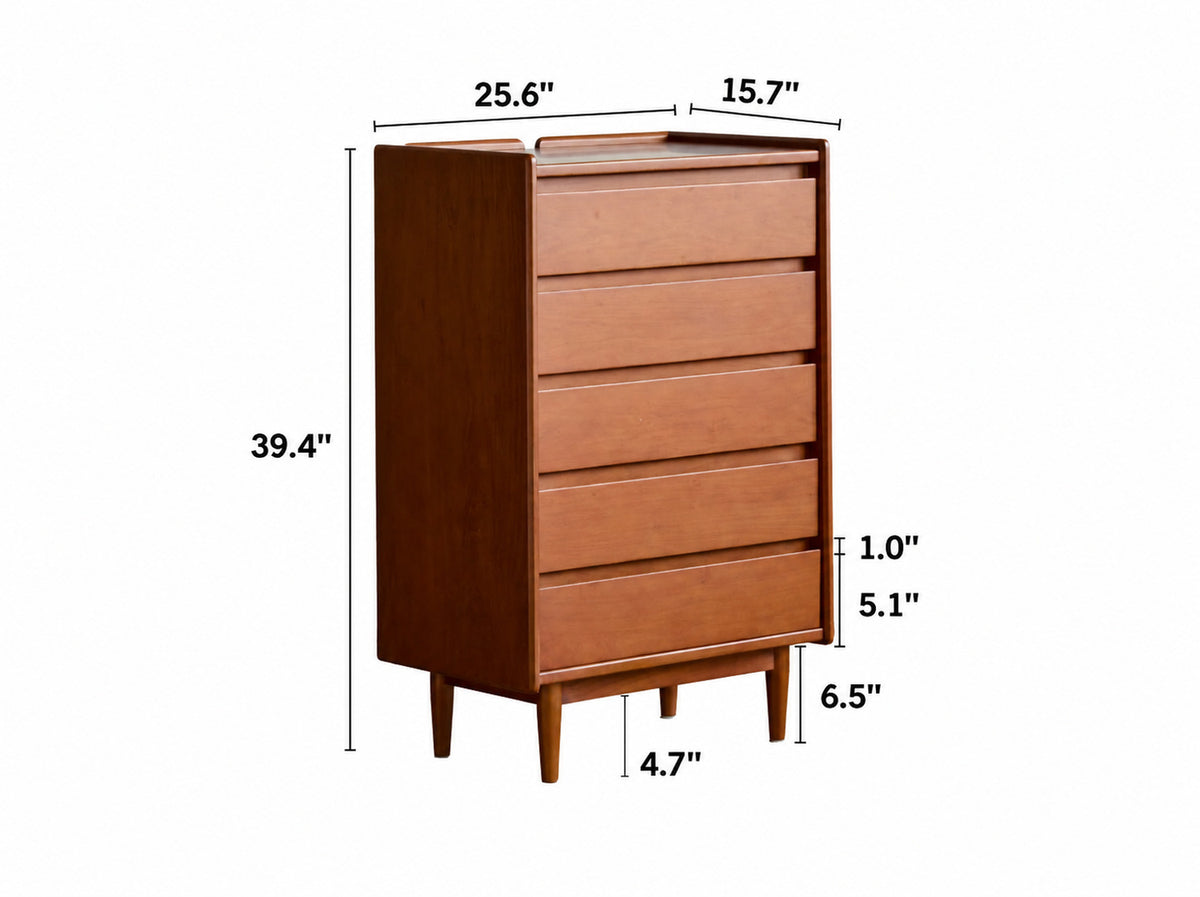 Bauhaus Boxwood Chest Of 5 Drawers VISTA Size Chart