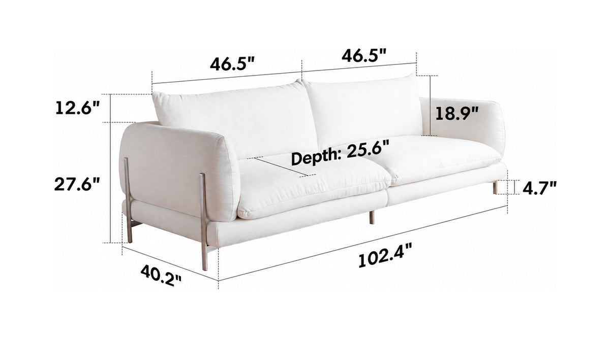 Minimalist Cotton Fabric 4 Seater Sofa COMO Size Chart