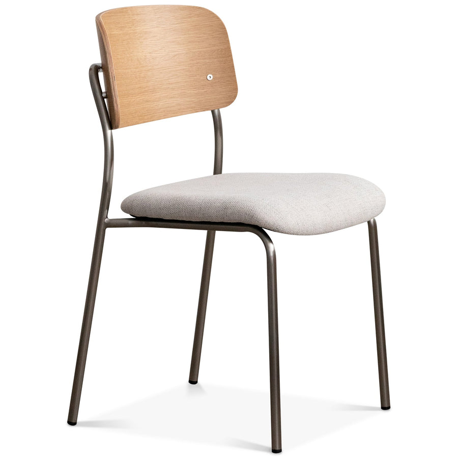 Bauhaus ash wood veneer cotton fabric dining chair aeri in white background.
