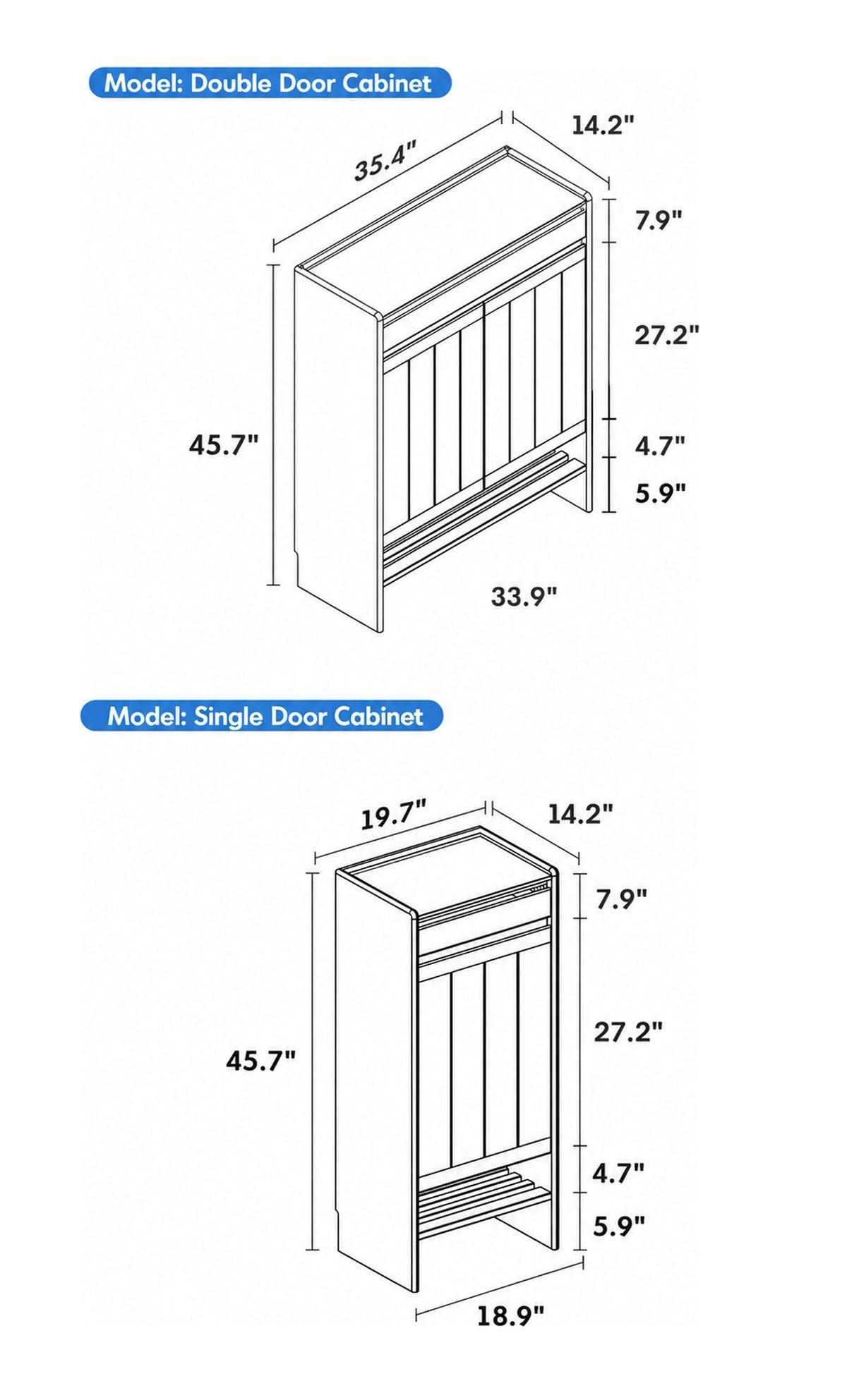 Scandinavian Cherry Wood Modular Shoe Cabinet HARBOR Size Chart