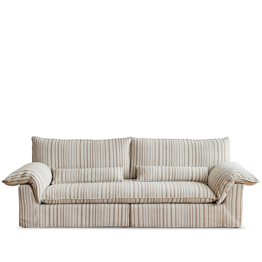 Bauhaus chenille velvet fabric 3 seater sofa koala in white background.