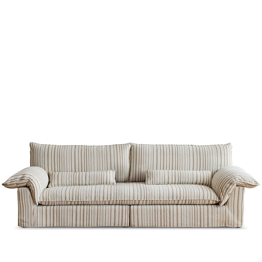 Bauhaus chenille velvet fabric 4 seater sofa koala in white background.