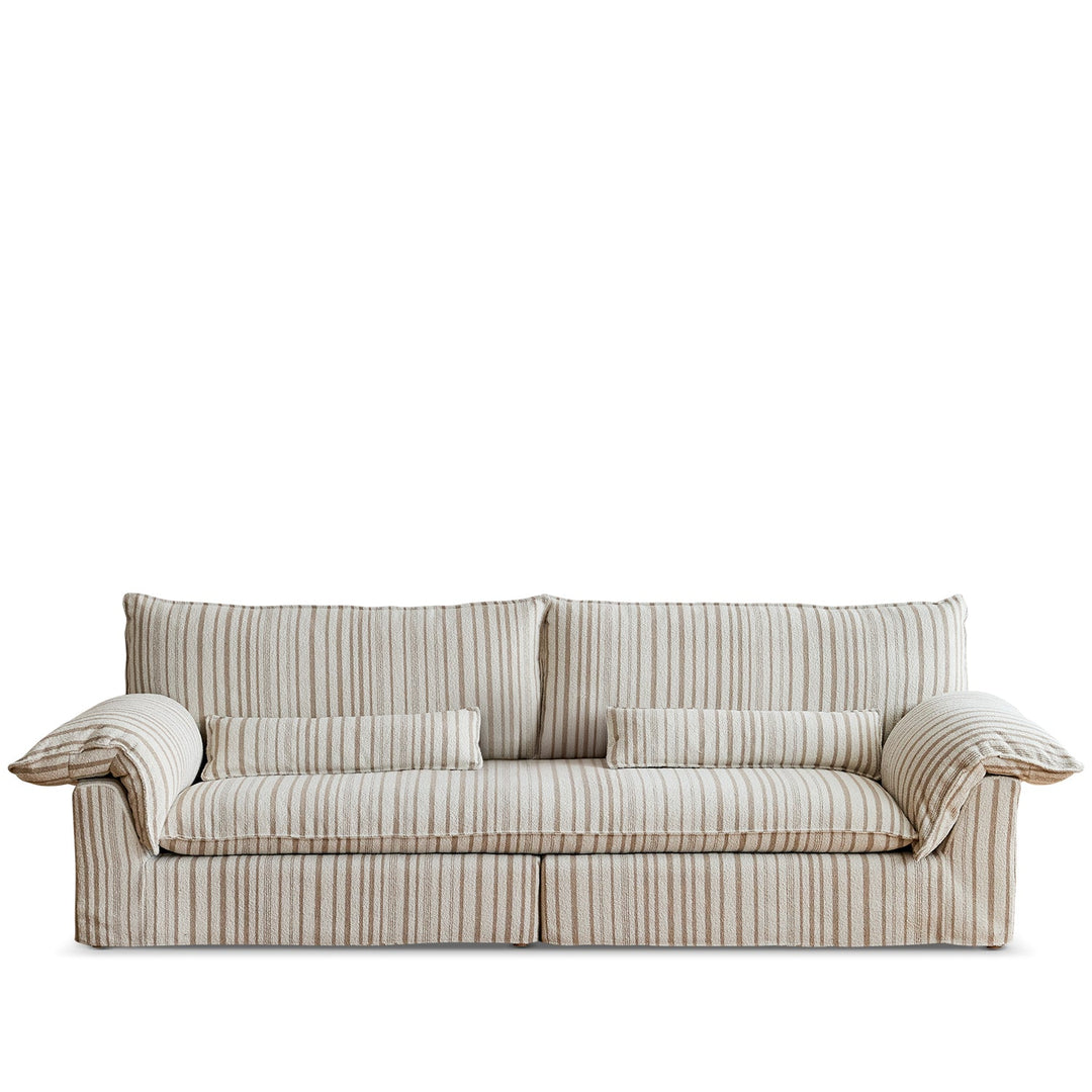 Bauhaus chenille velvet fabric 4 seater sofa koala in white background.