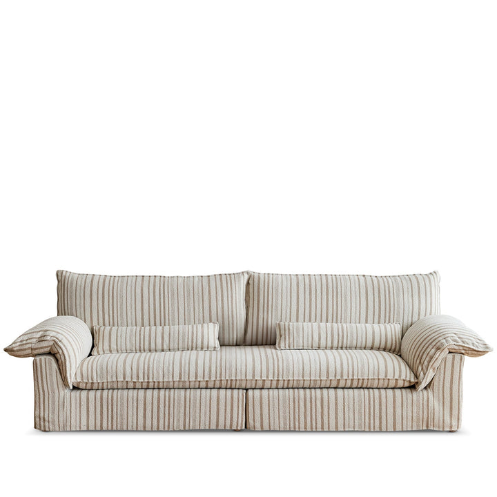 Bauhaus chenille velvet fabric 4 seater sofa koala in white background.