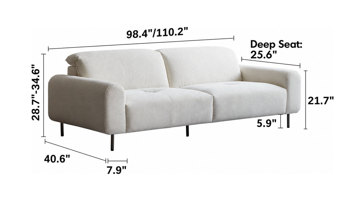 Minimalist Chenille Velvet Fabric 4 Seater Sofa DRIFT Size Chart
