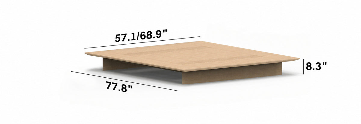 Minimalist Ash Wood Veneer Platform Floating Bed WINTER Size Chart