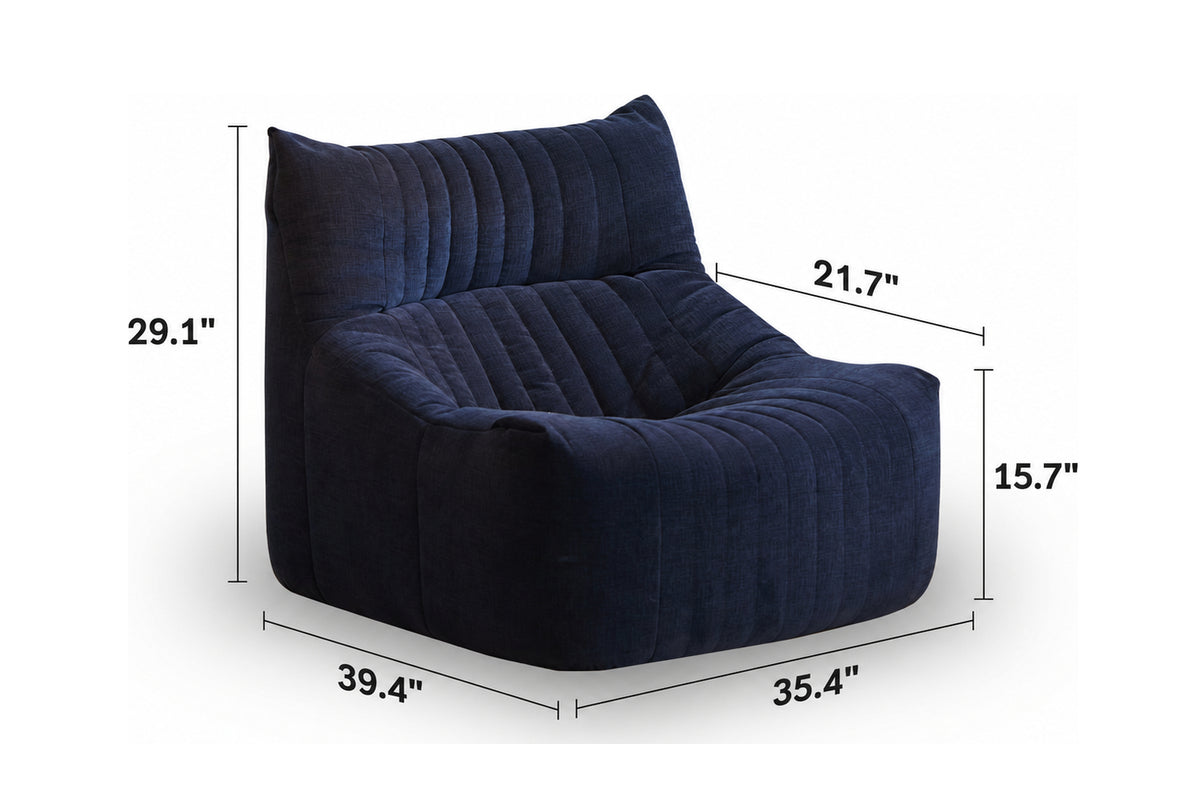 Cream Chenille Velvet Fabric 1 Seater Sofa KAIT Size Chart