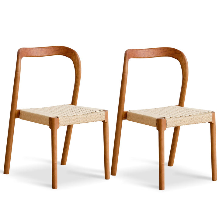 Scandinavian Cherry Wood Woven Rope Dining Chair SONA