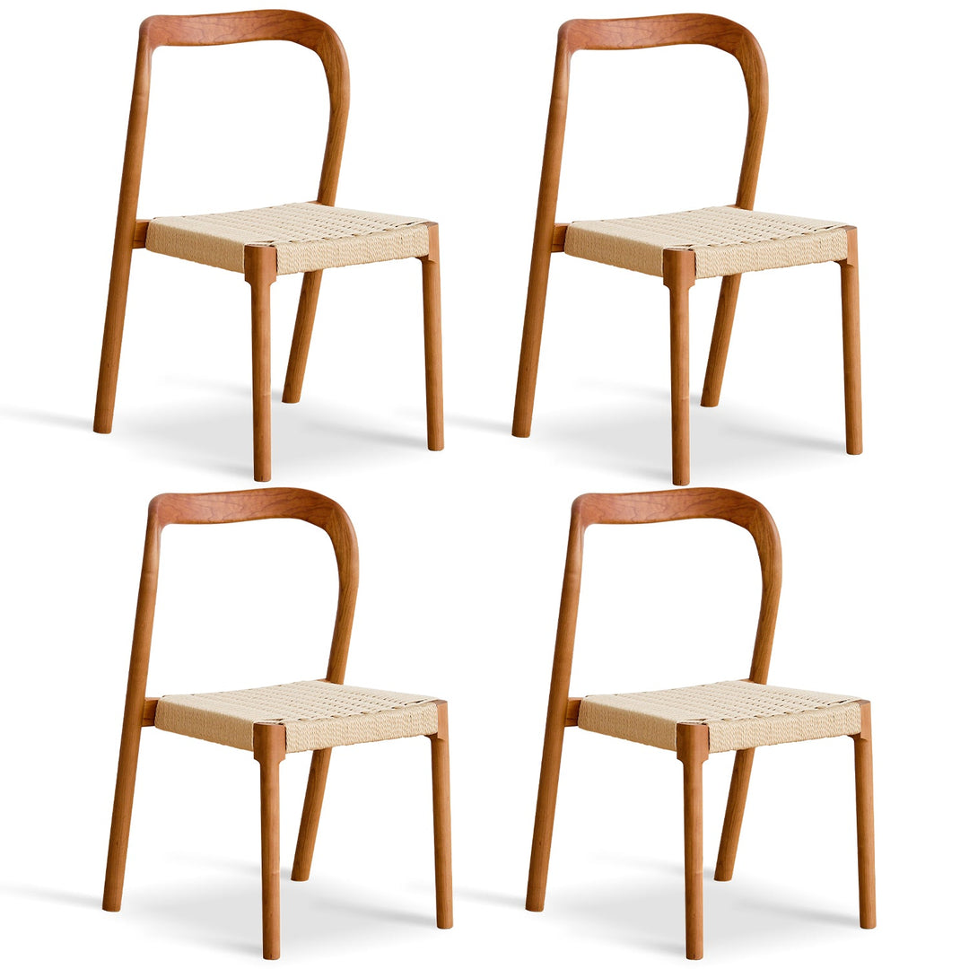 Scandinavian Cherry Wood Woven Rope Dining Chair SONA