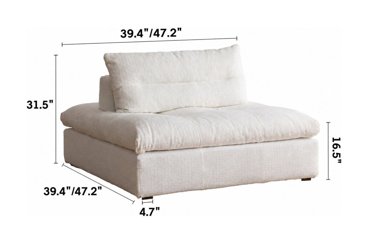 Scandinavian Chenille Velvet Fabric Modular 1 Seater Sofa GRAND Size Chart