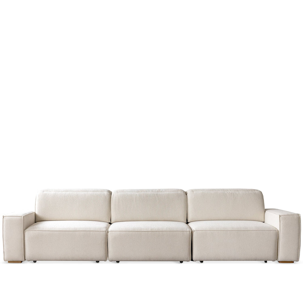 Minimalist genuine leather electric recliner 4 seater sofa bed string in white background.