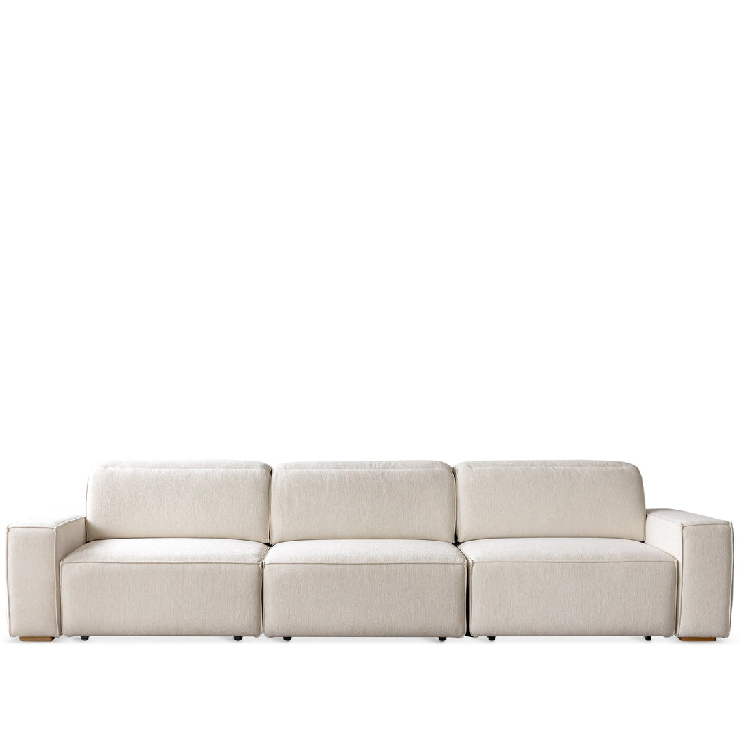 Minimalist genuine leather electric recliner 4 seater sofa bed string in white background.