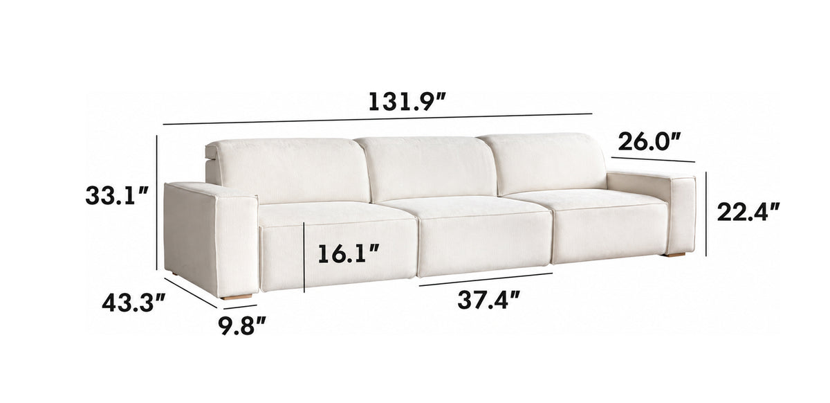 Minimalist Chenille Velvet Fabric Electric Recliner 4 Seater Sofa Bed STRING Size Chart