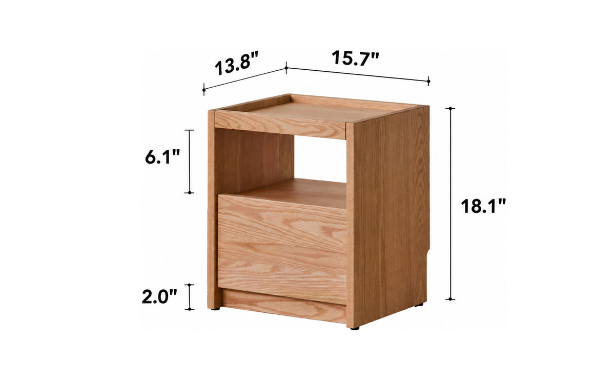 Scandinavian Oak Wood Side Table SUGAR Size Chart