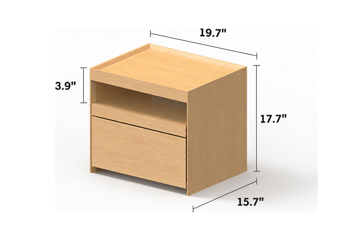 Minimalist Ash Wood Veneer Side Table CHARL Size Chart