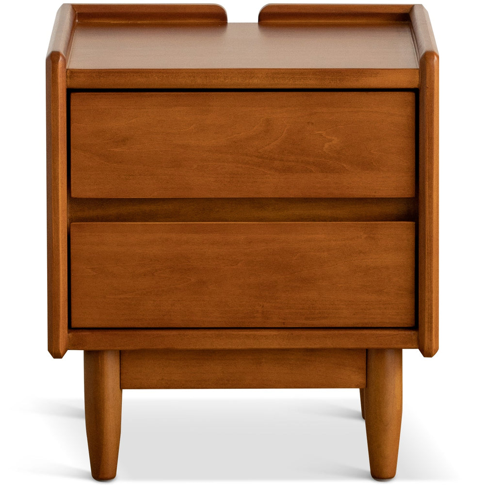 Vintage boxwood side table vista in white background.