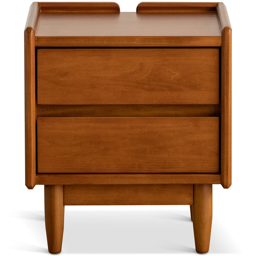 Vintage boxwood side table vista in white background.