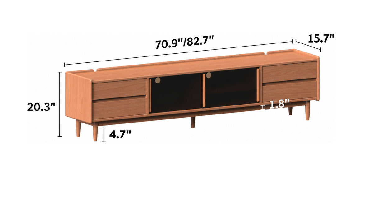 Scandinavian Cherry Wood TV Console VISTA Size Chart