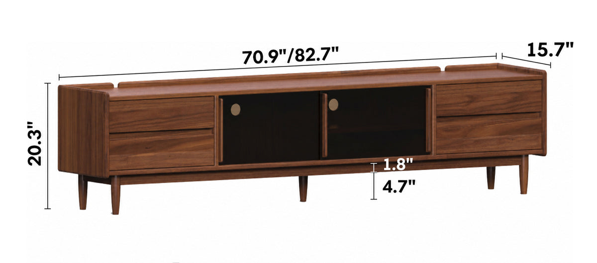 Japandi Walnut Wood TV Console VISTA Size Chart
