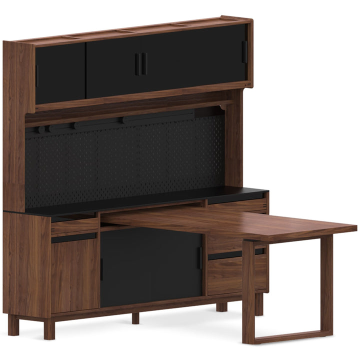 Japandi walnut wood storage side cabinet with dining table harmon detail 1.