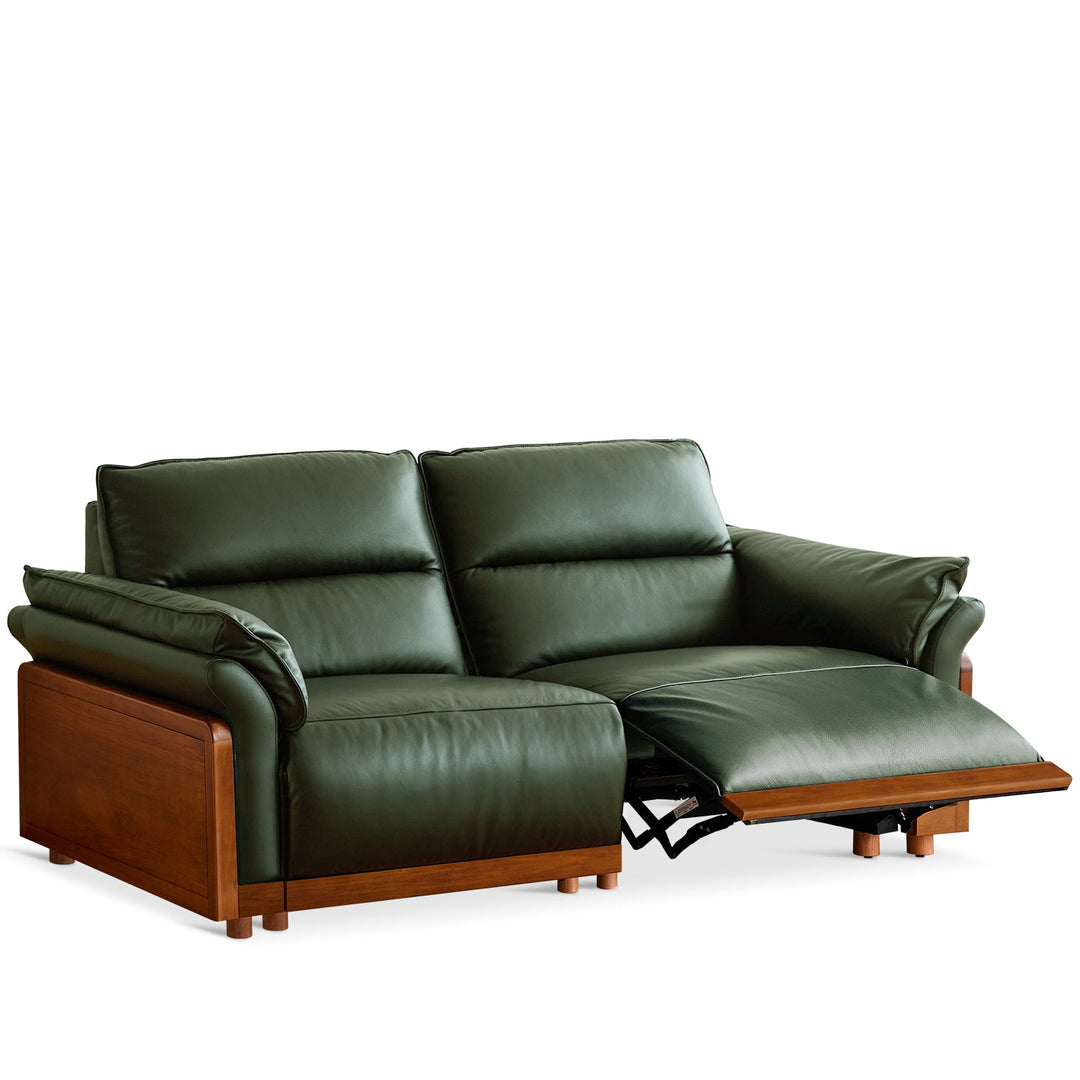 Vintage Boxwood Genuine Leather Electric Recliner 3 Seater Sofa EDGELESS