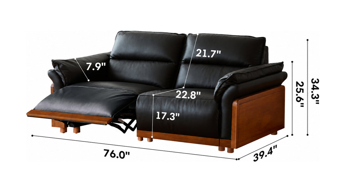 Vintage Boxwood Genuine Leather Electric Recliner 3 Seater Sofa EDGELESS Size Chart