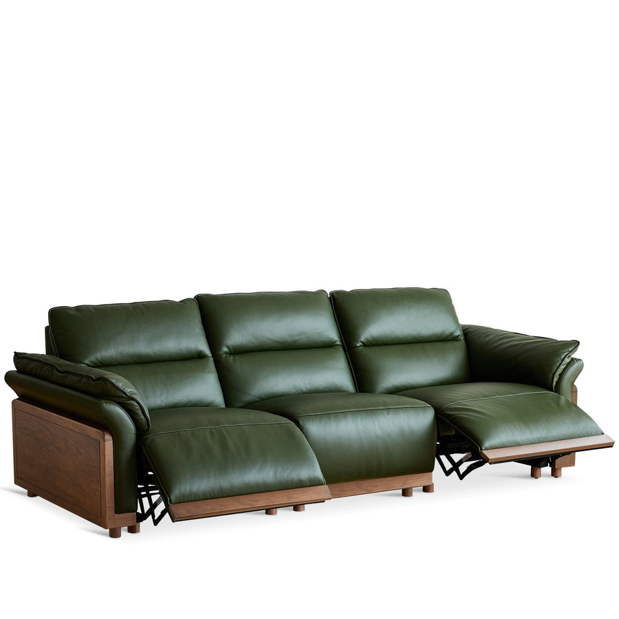 Japandi Walnut Wood Genuine Leather Electric Recliner 4 Seater Sofa EDGELESS