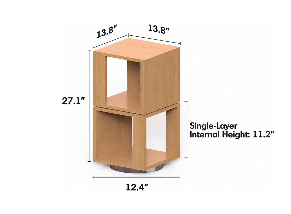 Minimalist Ash Wood Veneer Revolving Side Table AXEL Size Chart