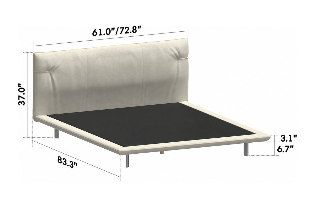 Minimalist Genuine Leather Bed RHINE Size Chart