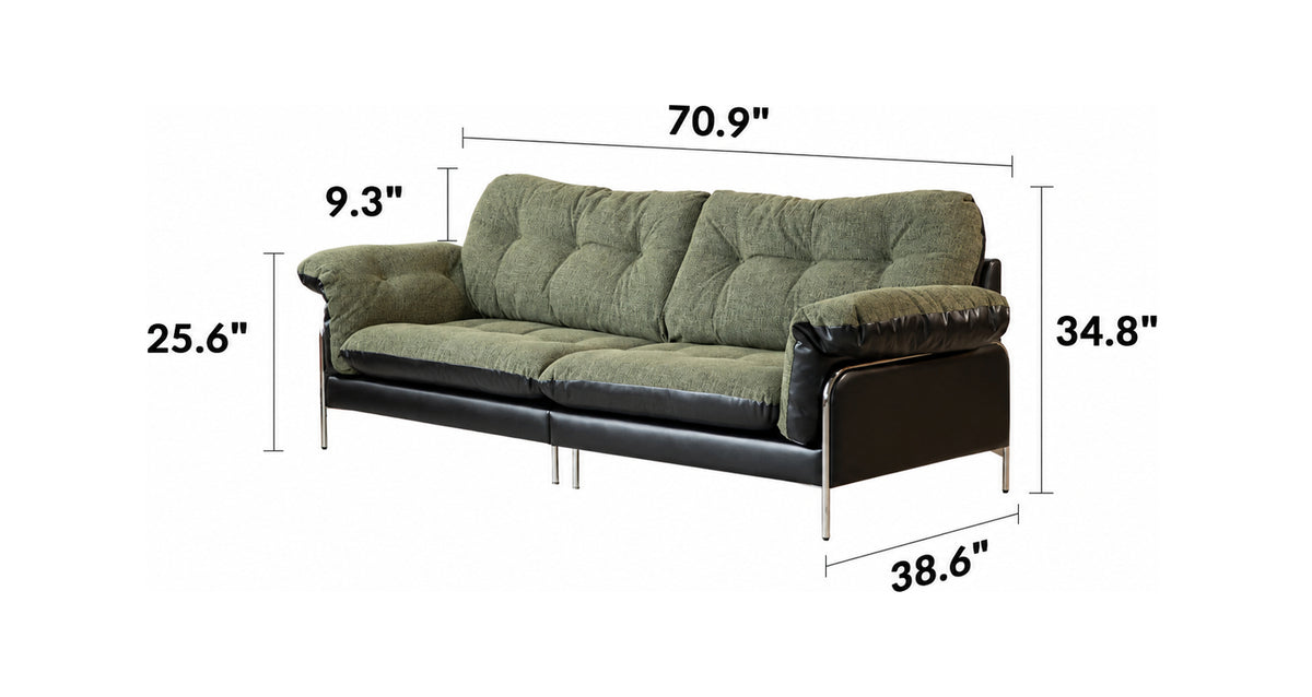 Bauhaus Microfiber Leather And Fabric Double Sided 2 Seater Sofa OASIS Size Chart