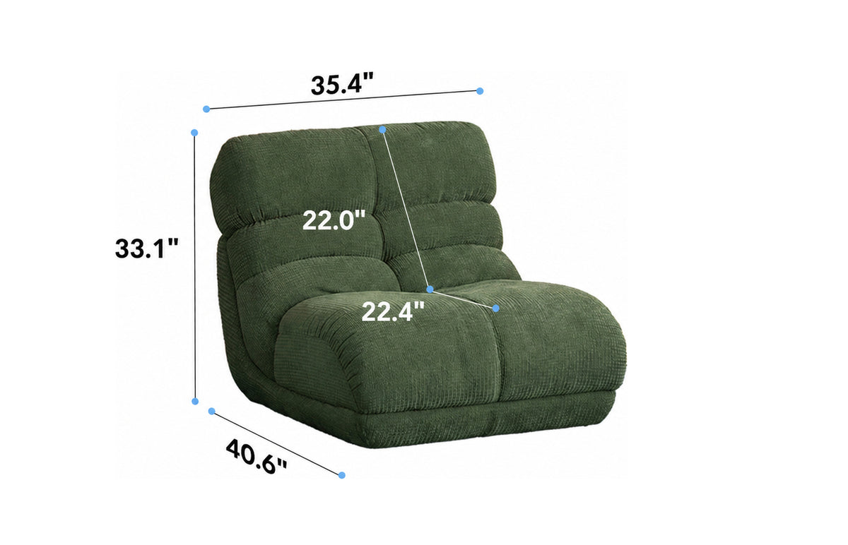 Vintage Chenille Velvet Fabric 1 Seater Sofa RIDGE Size Chart