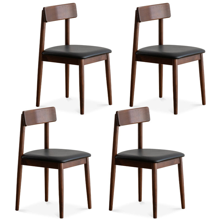 Japandi walnut wood microfiber leather dining chair green situational feels.