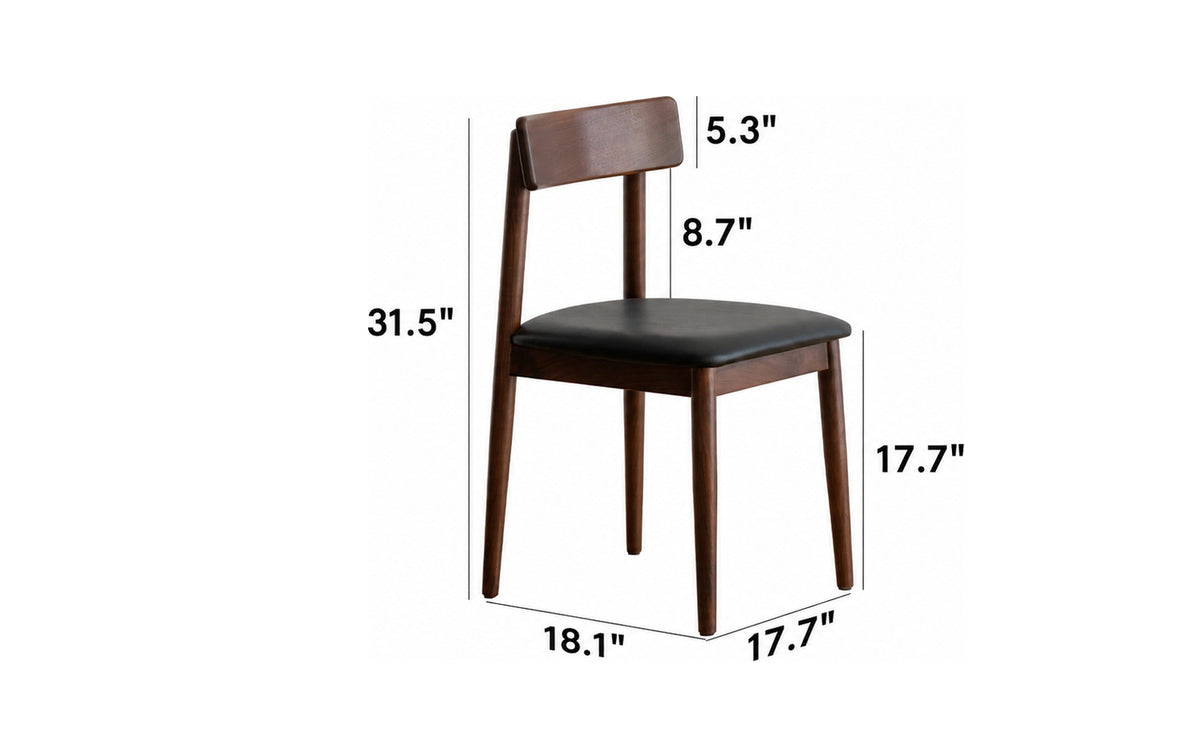 Japandi Walnut Wood Microfiber Leather Dining Chair GREEN Size Chart