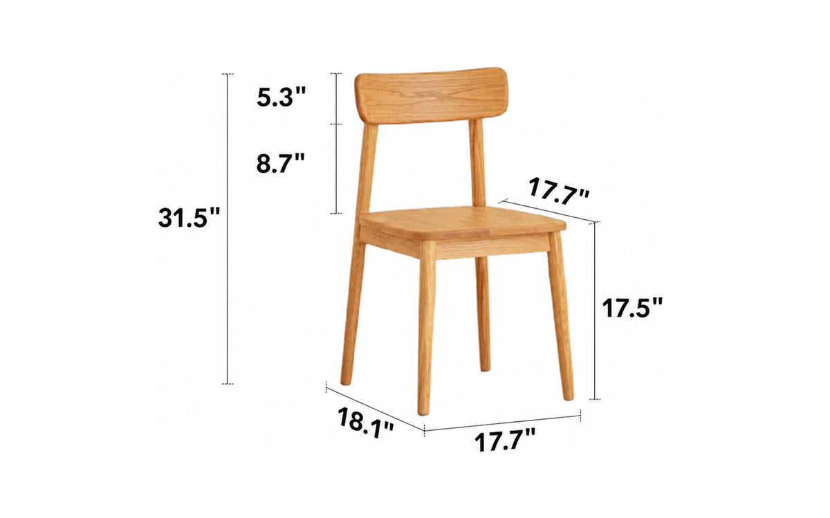 Scandinavian Oak Wood  Dining Chair GREEN Size Chart
