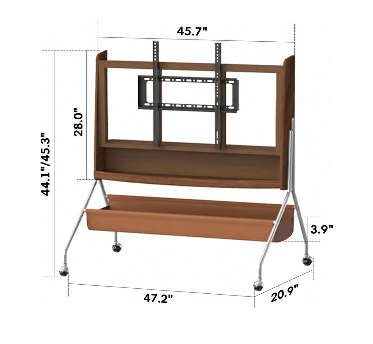 Japandi Walnut Wood TV Hanger SERENO Size Chart