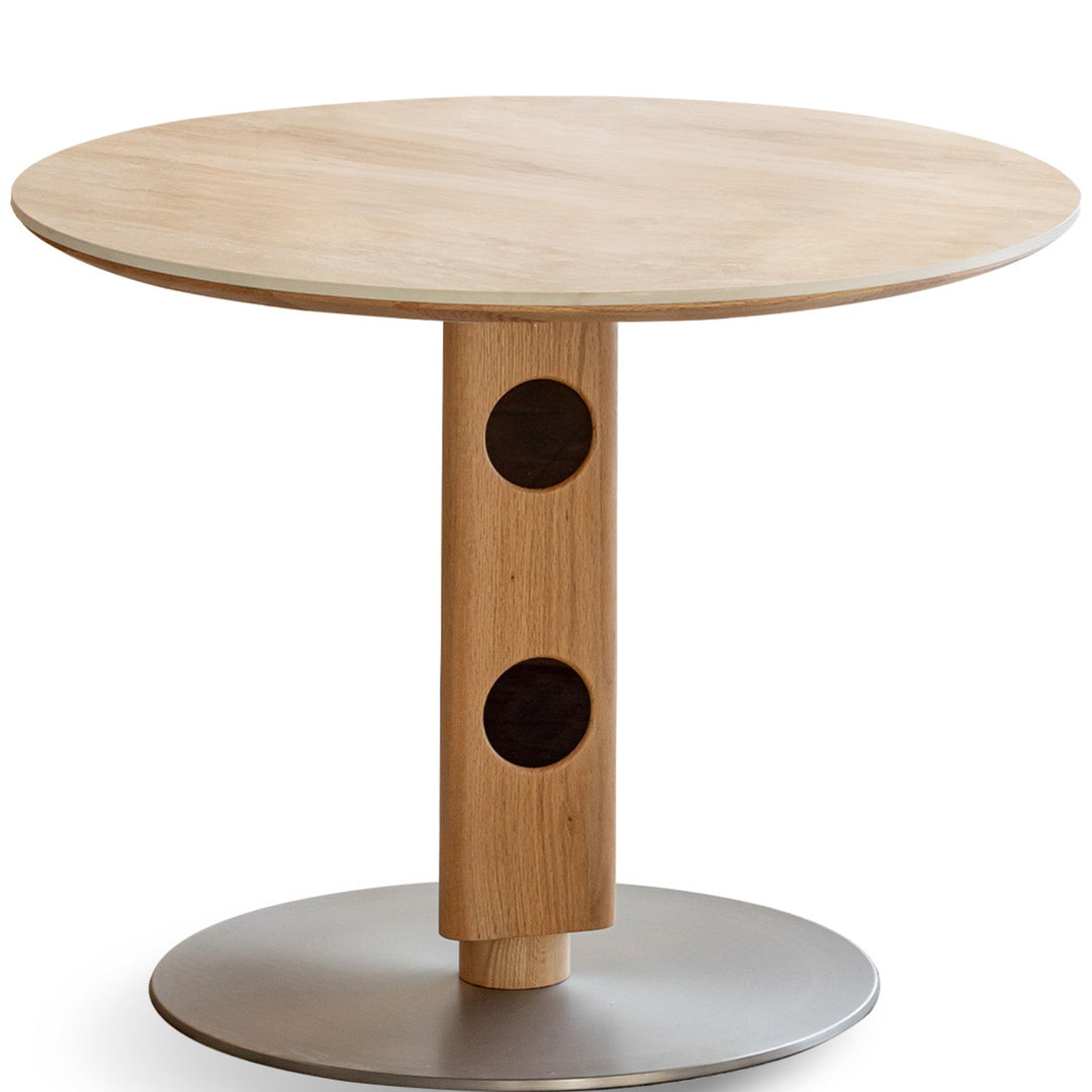 Scandinavian Oak Wood Sintered Stone Round Dining Table TIMELESS