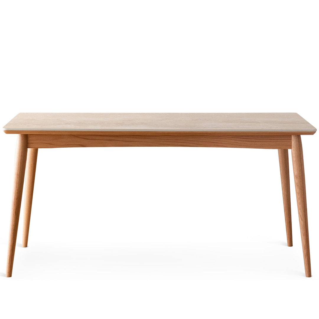 Scandinavian oak wood sintered stone dining table green detail 2.