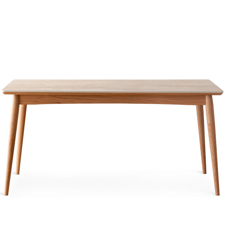 Scandinavian oak wood sintered stone dining table green detail 2.