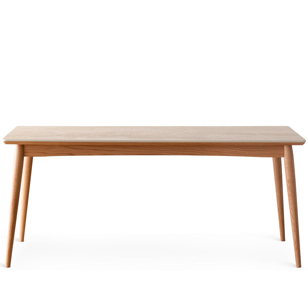 Scandinavian oak wood sintered stone dining table green detail 3.