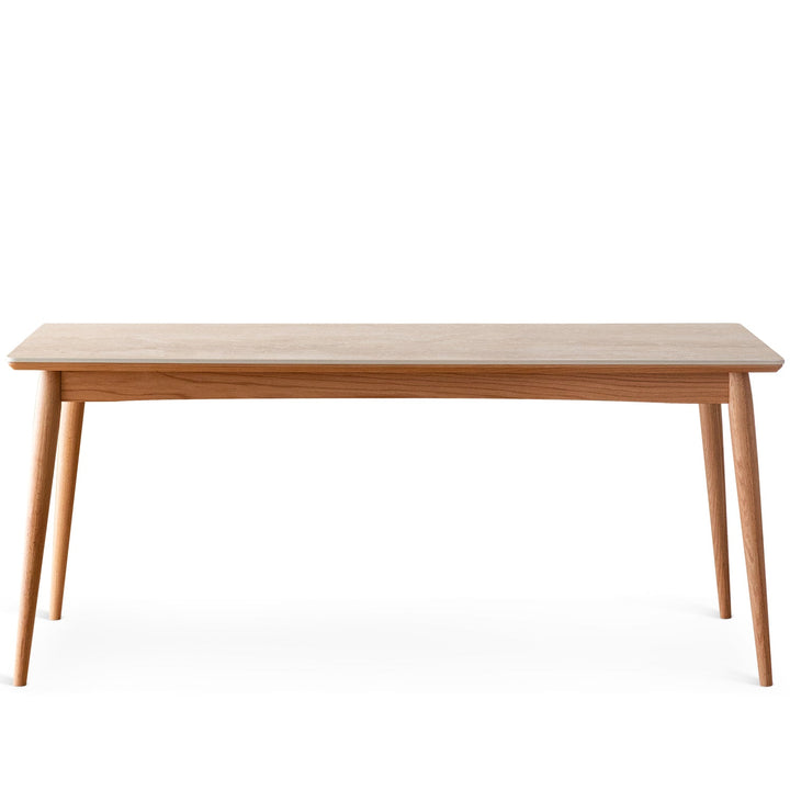 Scandinavian oak wood sintered stone dining table green detail 3.